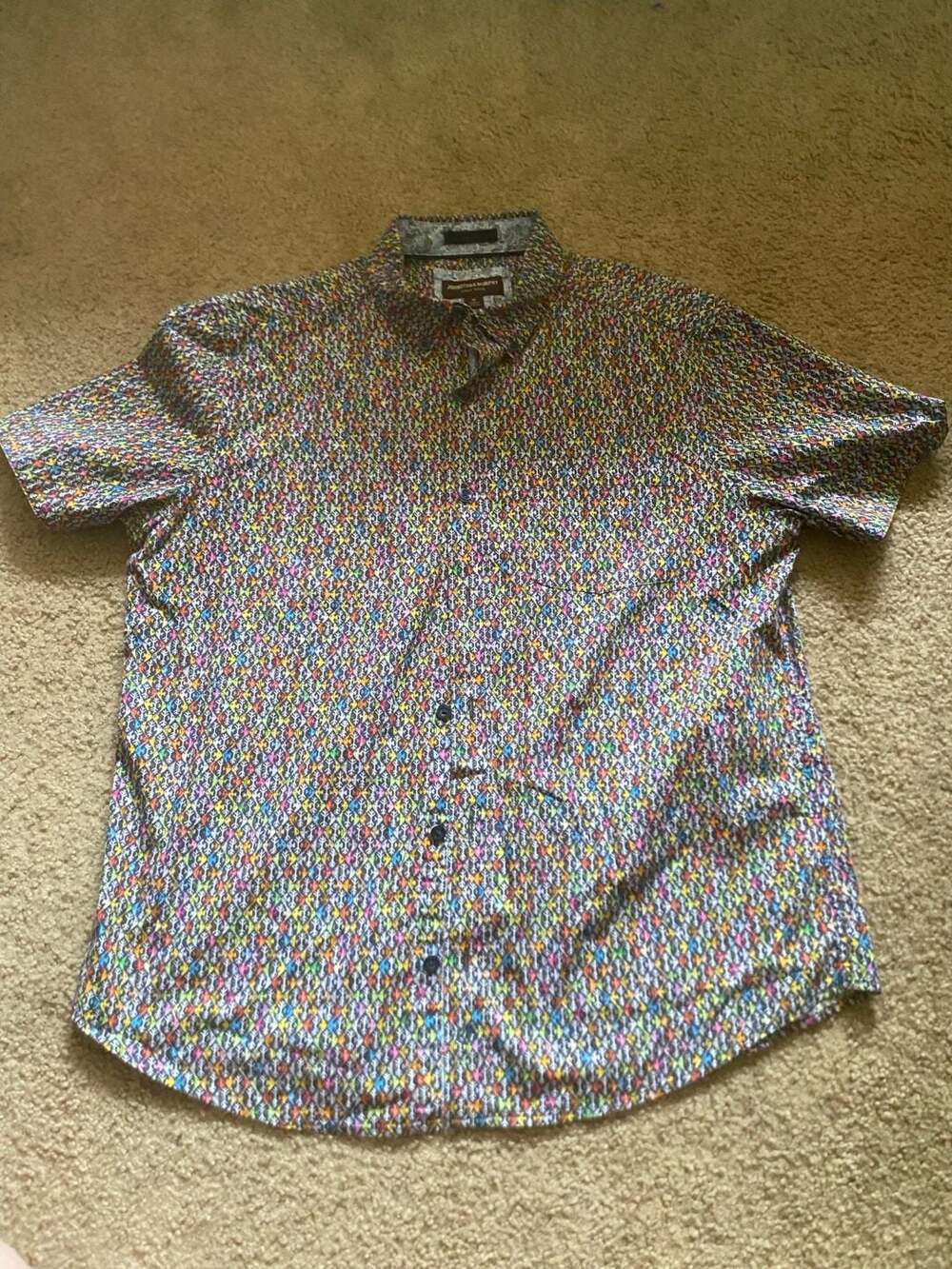 Johnston & Murphy Short Sleeve Button Down Shirt Size M Multi Fish Print